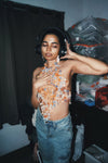 BEADED CORAL TUILE TOP