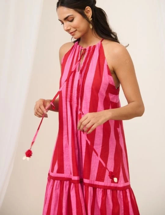 Striped Sleeveless Maxi Dress