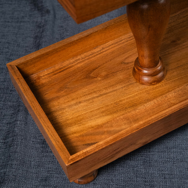 Two Tier Rectangle Wooden Desset Stand