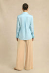 Tropical Breeze Blue Wrap Blouse