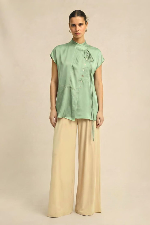 Ash Green Crew Neck Blouse