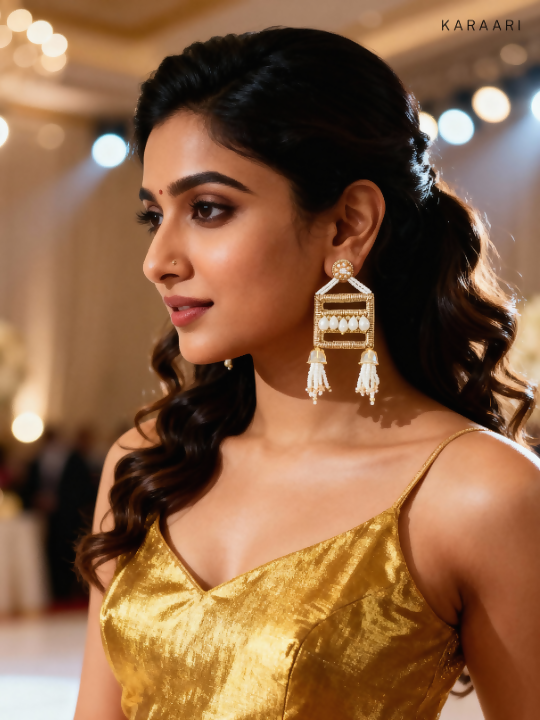 FRAME DROP EARRINGS gold