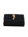 Black Slim Real Raffia Clutch