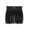 Raffia Foldover Clutch with Tassel - Black