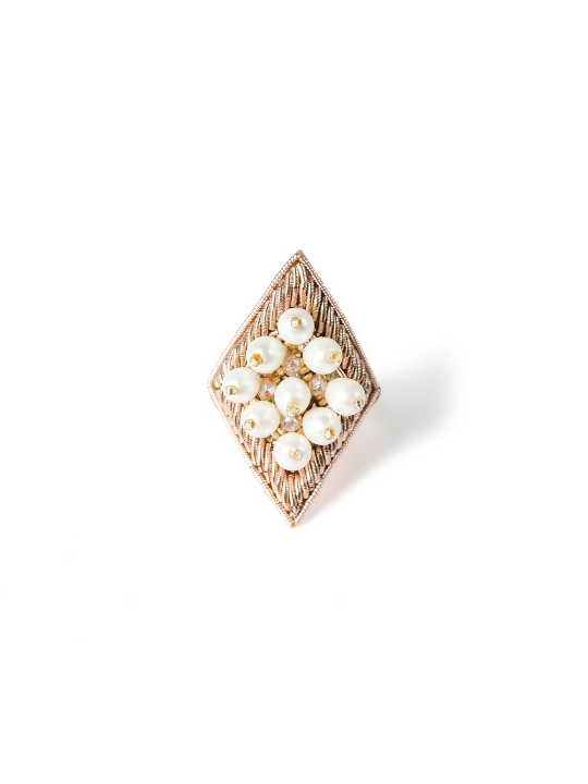 Pearl gold Crystal Diamond Ring