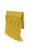 Raffia Foldover Clutch with Tassel - Lime Green