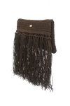 Raffia Foldover Clutch with Tassel - Coffee Brown