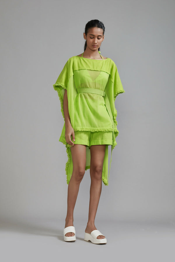 fringed kaftan set - Neon