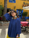Blue-Neon Gather Short Dress