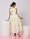Pastel Yellow Pleated Skirt with Frilled Top
