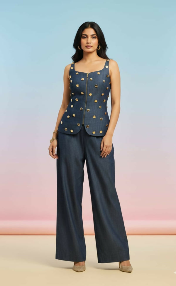 Denim Studded Co-ord Set