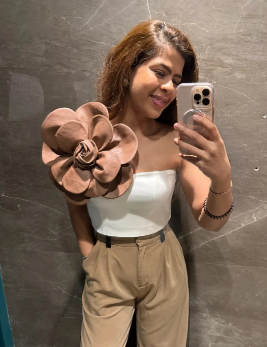 Vegan Leather Rose Brooch