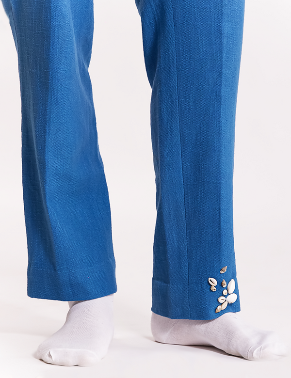 Sagar Embroidered Trouser- Blue