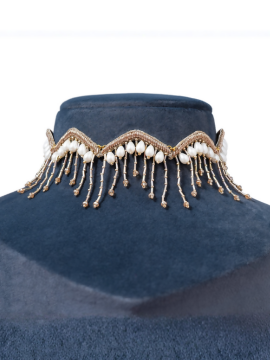 Crystal Fringe gold Choker