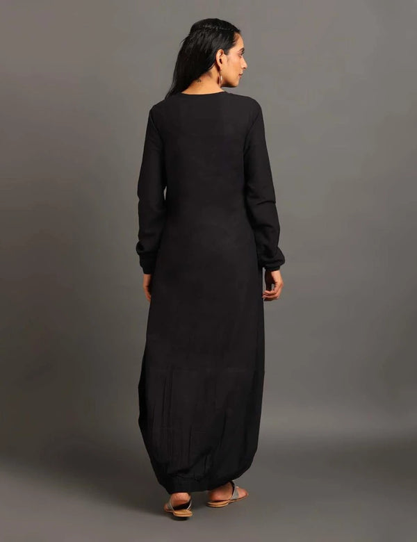 Black Boho Balloon Dress