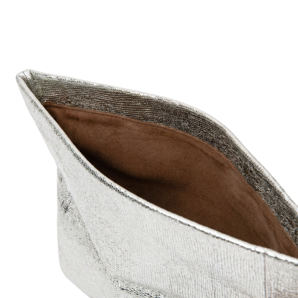 Foldover Metallic Clutch - Silver
