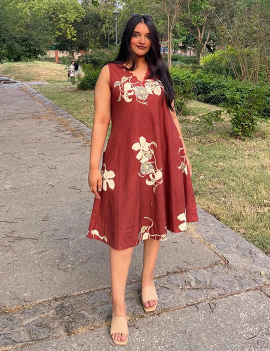 Scallop Dress Rust