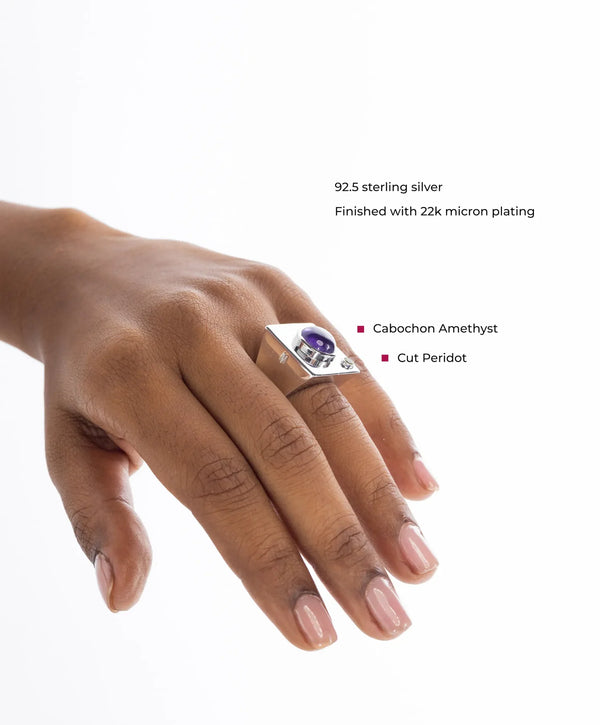 Edge Mega Ring with Gems Silver