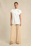 Ivory White Crew Neck Blouse