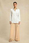 Ivory White Wrap Blouse