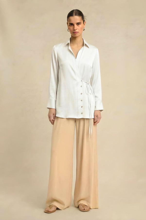 Ivory White Wrap Blouse