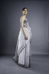 White Geometric Pattern Saree