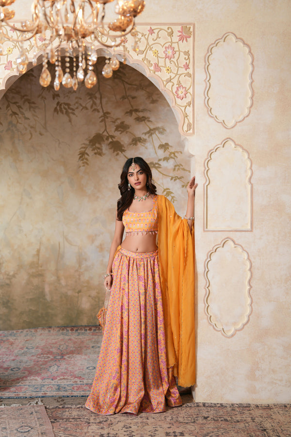 Kesariya Heer Lehenga Set With Dupatta