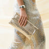 Foldover Champagne Metallic Clutch - Gold