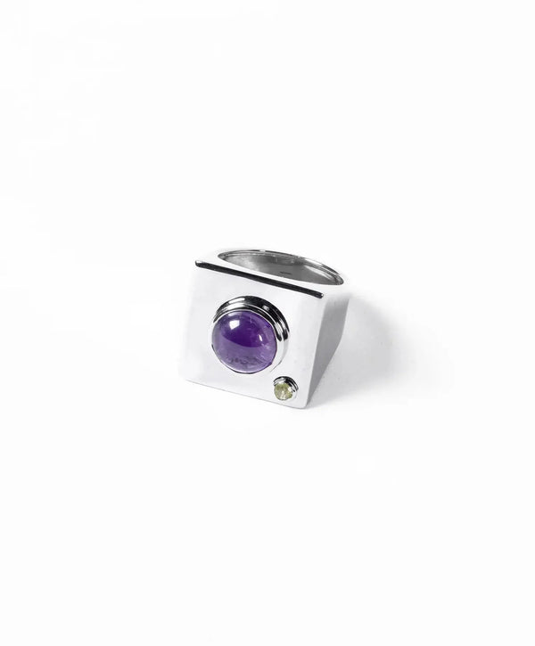 Edge Mega Ring with Gems Silver