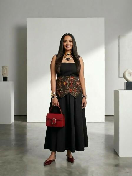 Crimson Echo Corset Belt with Dress – The Chic Indian