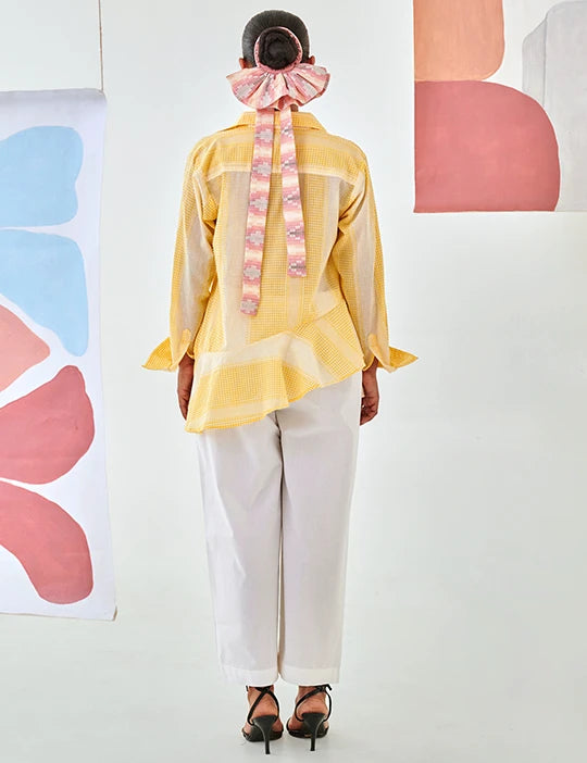 Yellow Asymmetric Shirt & Pant Co-ord Set