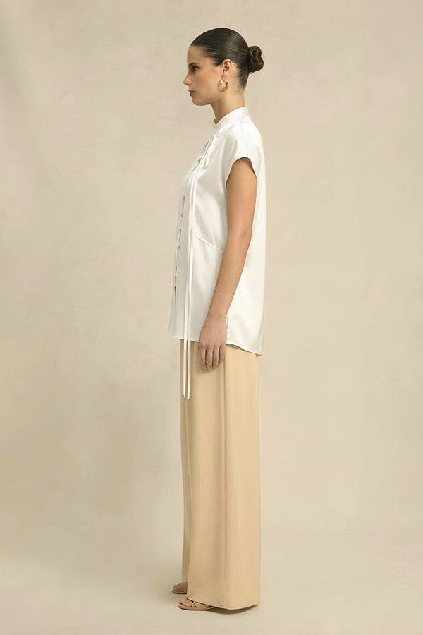 Ivory White Crew Neck Blouse