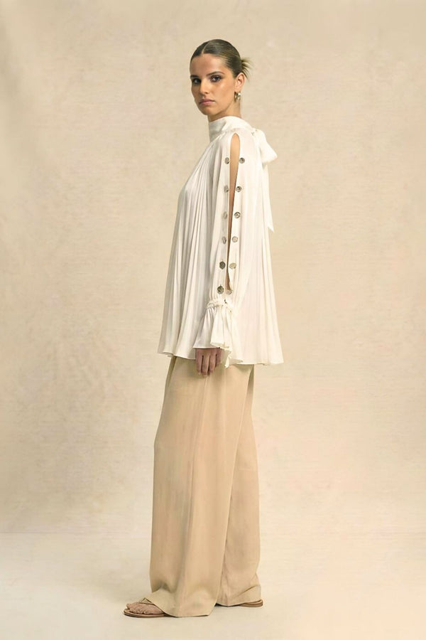 Ivory White Halter Neck Blouse