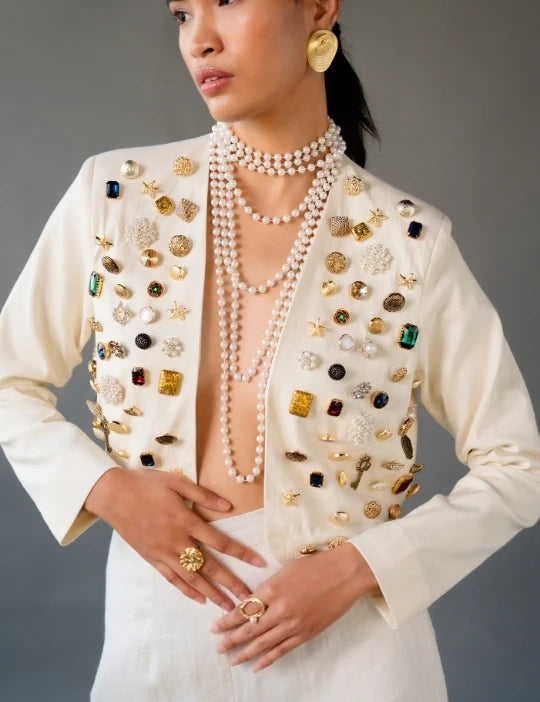 SHORT JACKET WITH STONE WORK