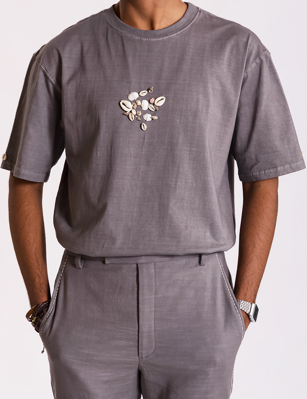 Ratna Embroidered T-shirt- Grey