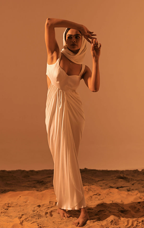 Poe Satin Drape Dress