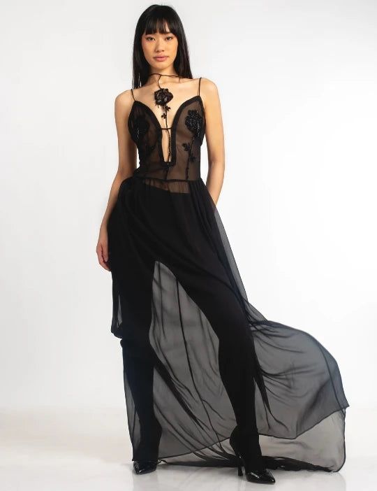 Maxi Dress with Hand Embroidery