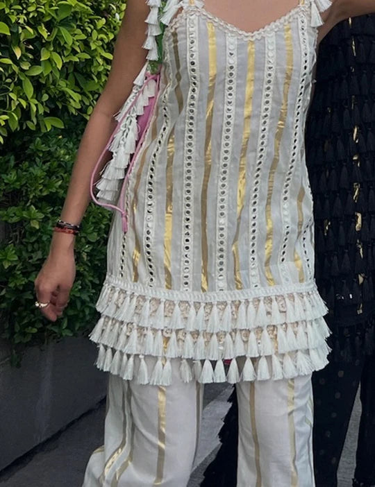 Zaira Tassel Salwar Set Ivory