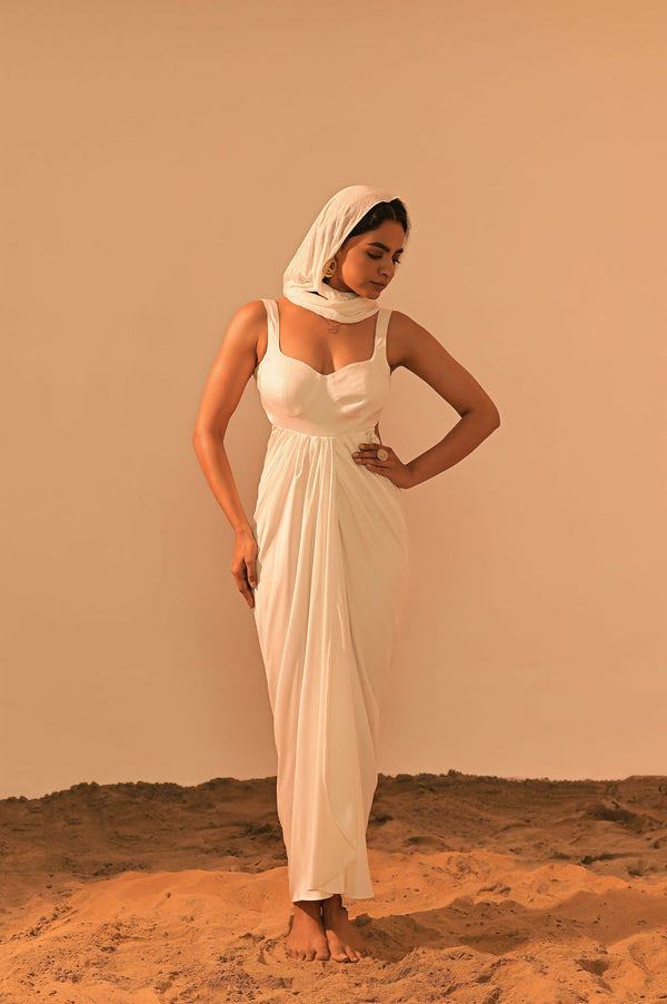 Poe Satin Drape Dress