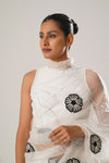 MJ FLORAL SAREE (WHITE)