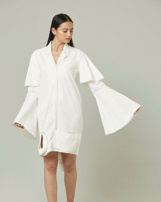 Lucie inverted shirt dress with bell sleeves