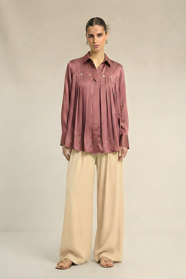 Brick Red Gather Shirt