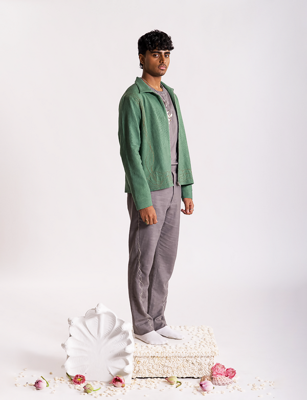Amrit Kalash Embroidered Jacket - Green