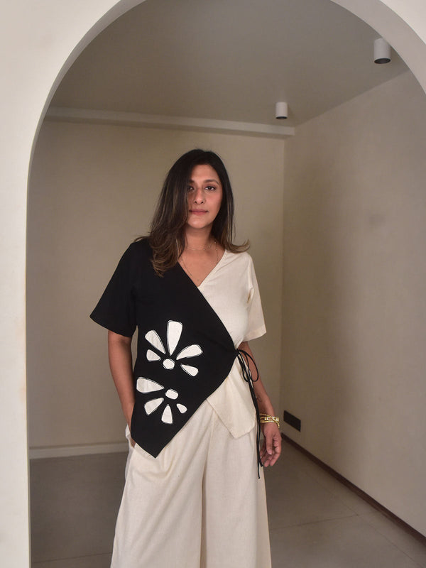 Mia Applique Wrap Top