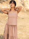 carla smocked top - Tan