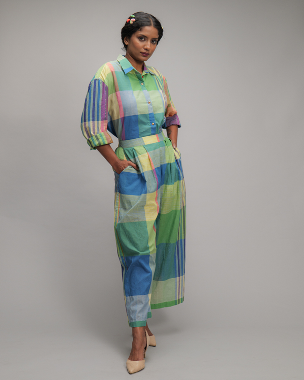 Marsilio Multicolor Checks Straight Fit Trousers