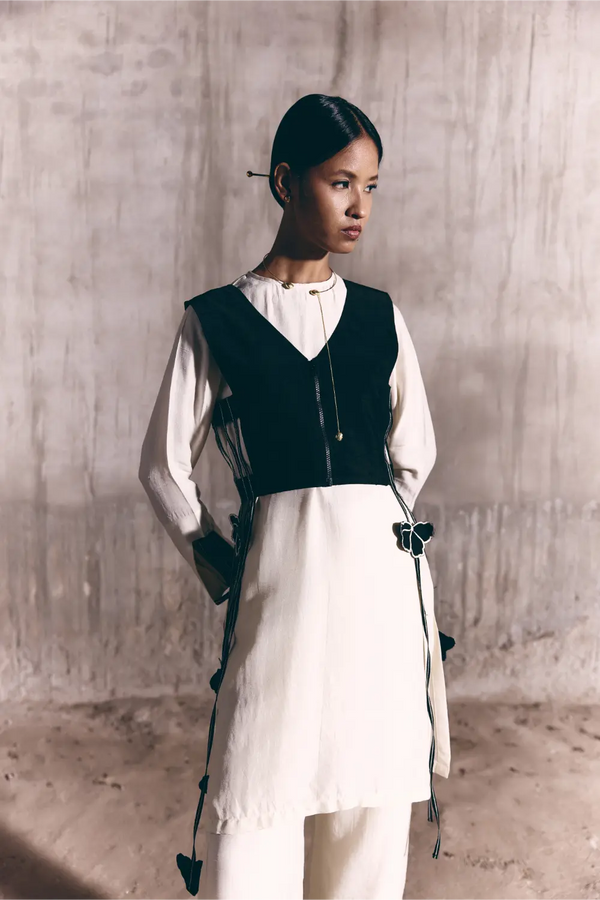 The Space Between - Column Kurta, Frame Pants with Anchor Bib