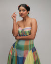 Angelica Multicolor Checks Corset Dress