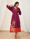 Dual tone gathered midi dress
