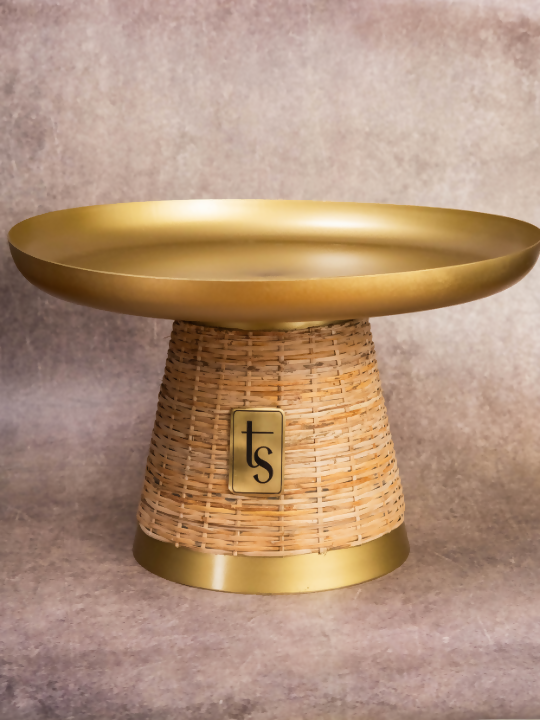 Wicker & Metal Cake Stand